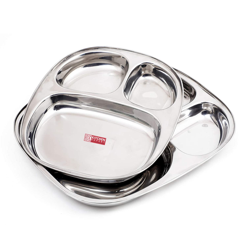 Kitchen Expert Stainless Steel Small Dinner Plates, Set of 2 pcs